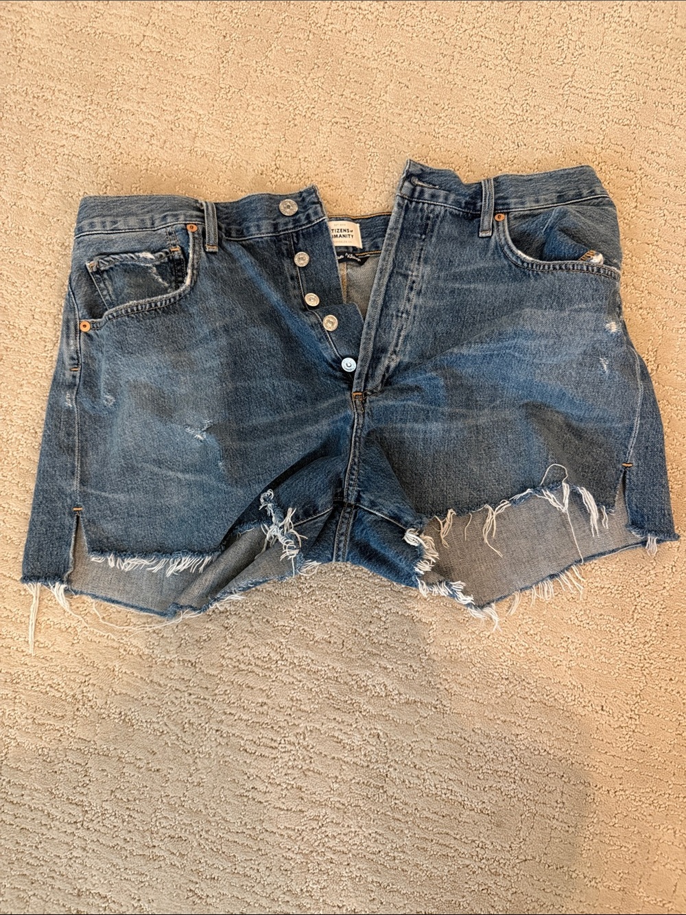 Citizens Of Humanity Distressed Blue Denim shorts